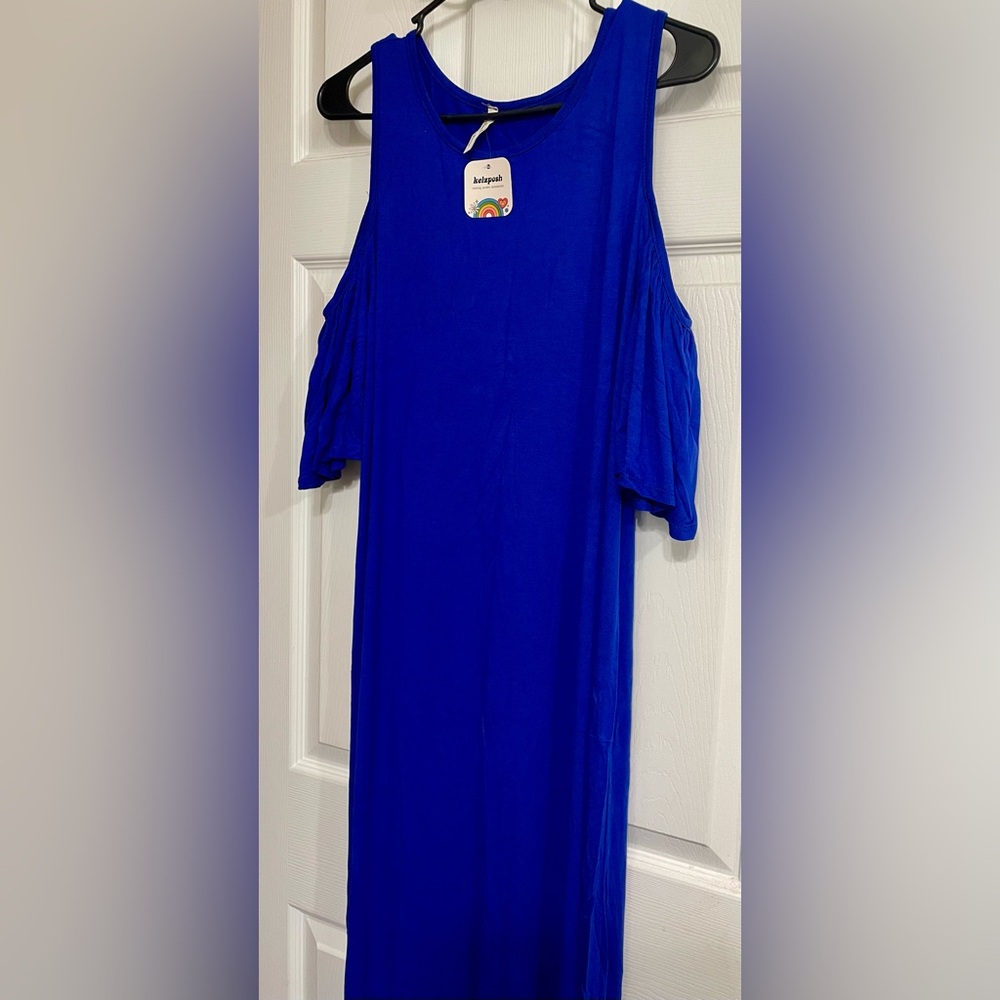Vibrant Blue Cold Shoulder MAXI Dress